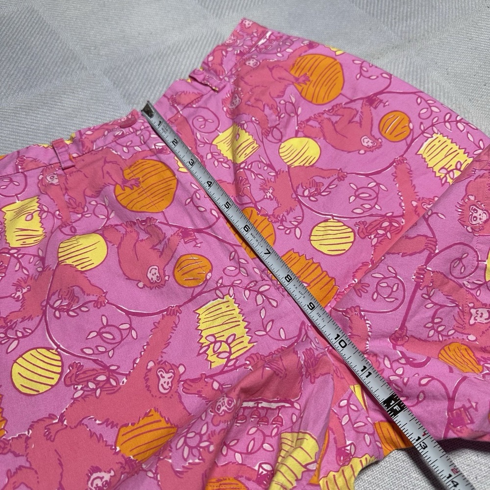 Vintage Lilly Pulitzer Monkeys & Lanterns Pink Yellow Orange Shorts Sz 6 Petite - Picture 8 of 11